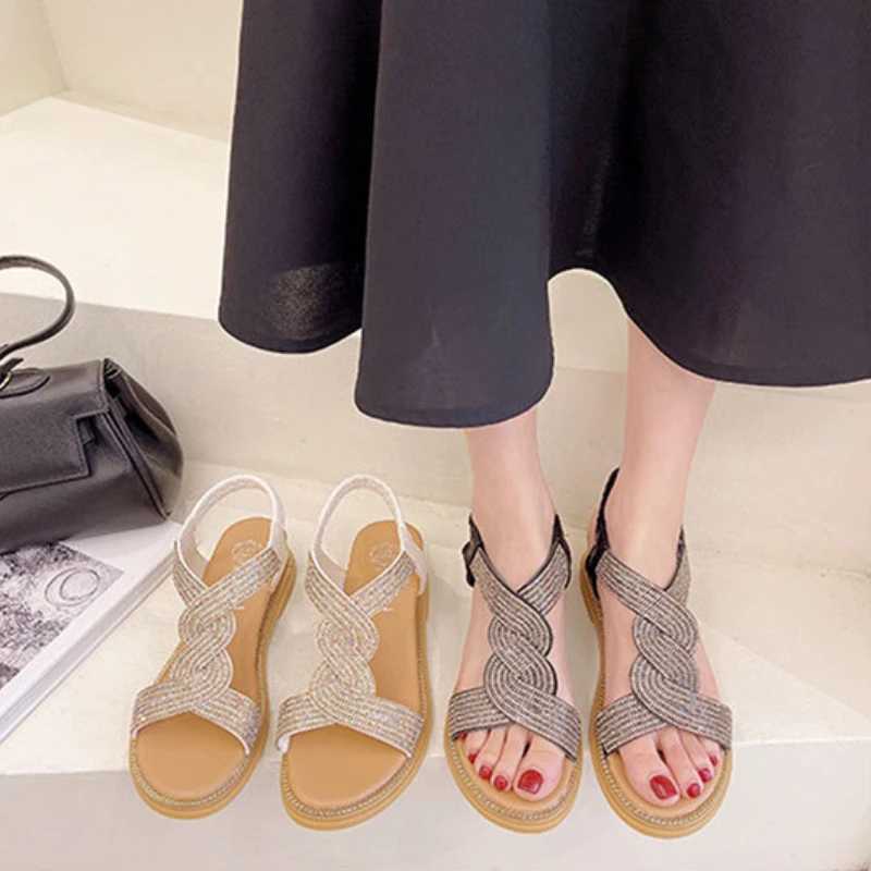 High Quality Womens Sandals Summer Stylish Open Toe Shoes Ladies Comfort Wedge Heels Bling Sandals Party Shoes Footwear Womens Sandals T241227
