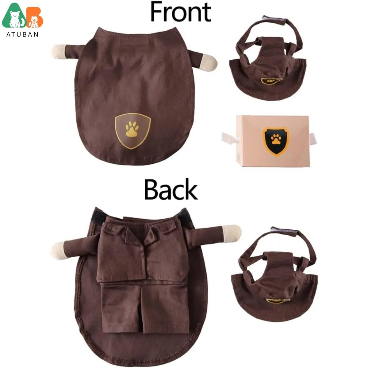 ATUBAN Pet Dog Cat Halloween Costume Funny Halloween Christmas Party Clothes Apparel for Small Dog Cat Cosplay Porter Costume 241225