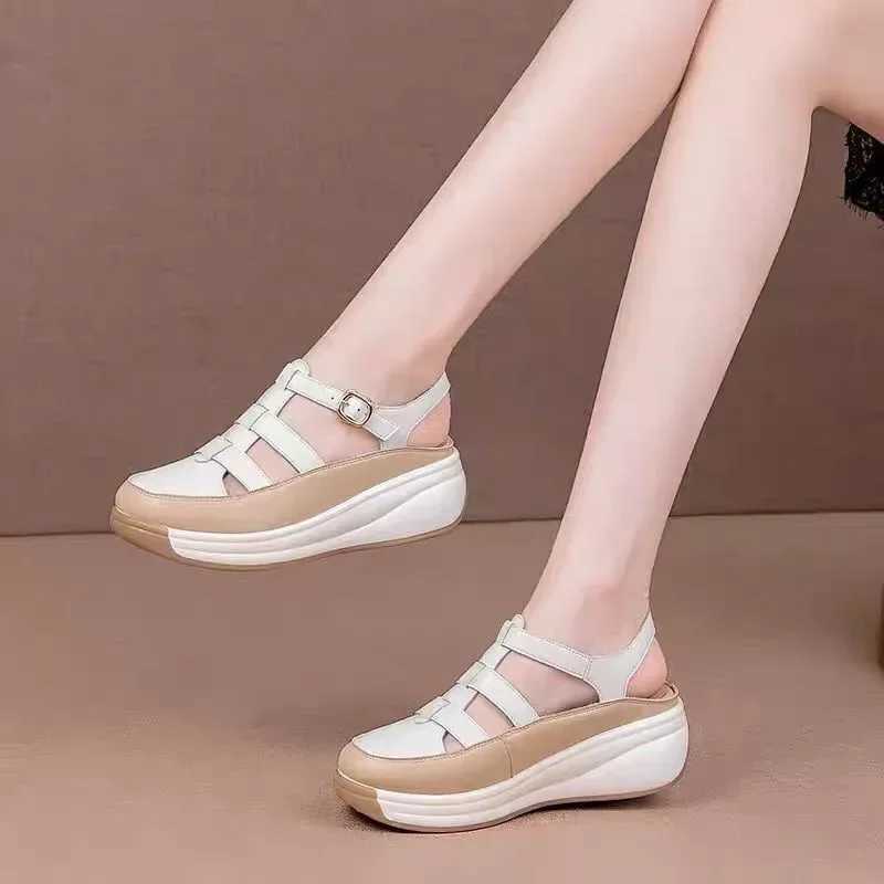 High Quality New Cross Hollow Soft Sole Sandals Roman Retro Casual Platform Shoes Womens Round Toe Loafers Sport Sandals T241227