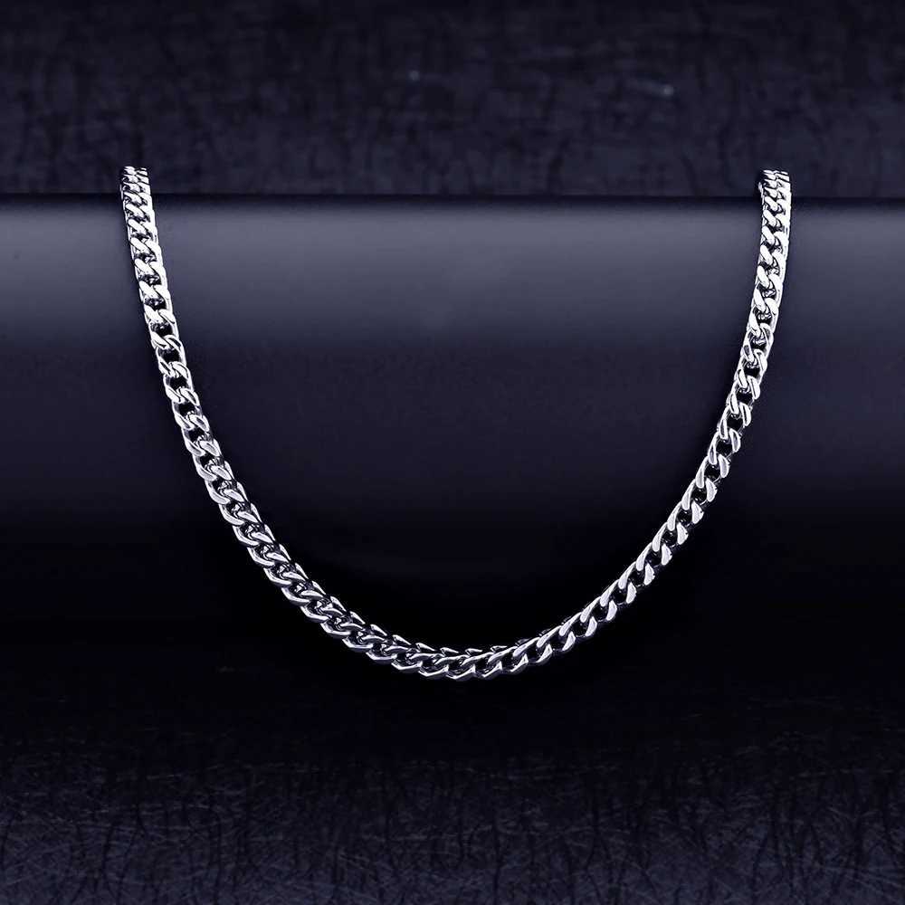 4MM Titanium Steel Chain Necklace For Men Fashion Stainl Steel Front and Back Link Necklace Hip Hop Rock Jewelry 50/60/70cmXJ241227