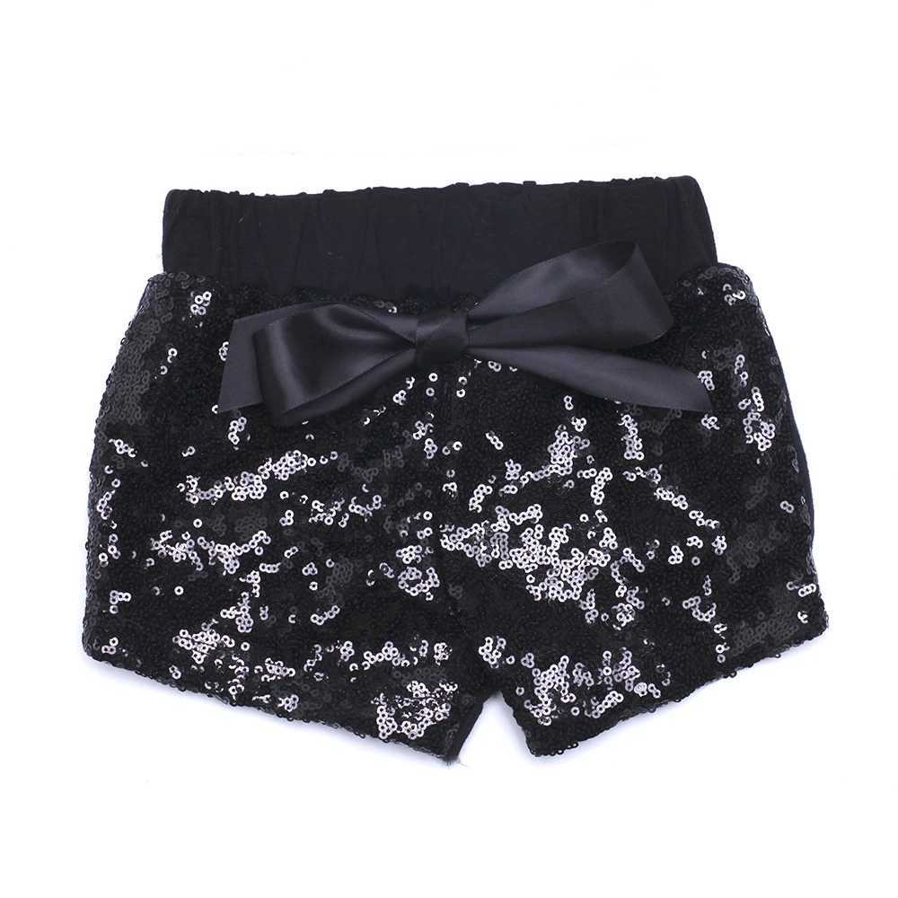 Preschool girl sequined shorts tie bow elastic waist Trousers 1-6Y newly arrived W241227