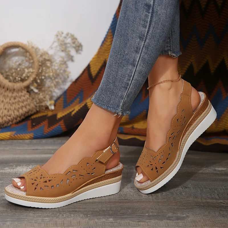 High Quality Peep Toe Platform Sandals Women Summer Back Strap With Heels Sandals Women Thick Bottom Non-Slip Espadrilles Shoes T241227