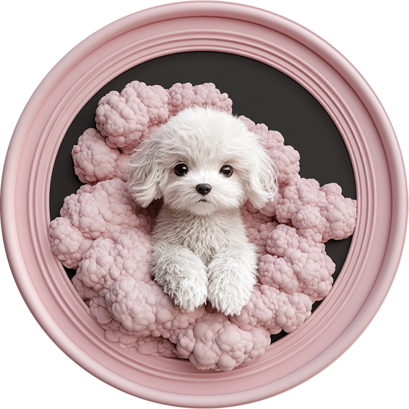 Customized Bichon Frise Pet Ornament - Circular Aluminum Decorative Painting | Unique Pet Souvenir Tombstone