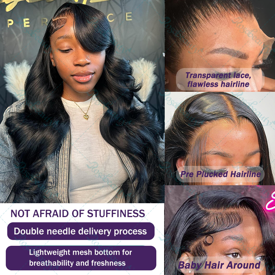 Hd Transparent 13X4 13X6 Body Wave Front Human Hair Preplucked Brazilian Lace Frontal For Women 5X5 6X6 Closure Wig