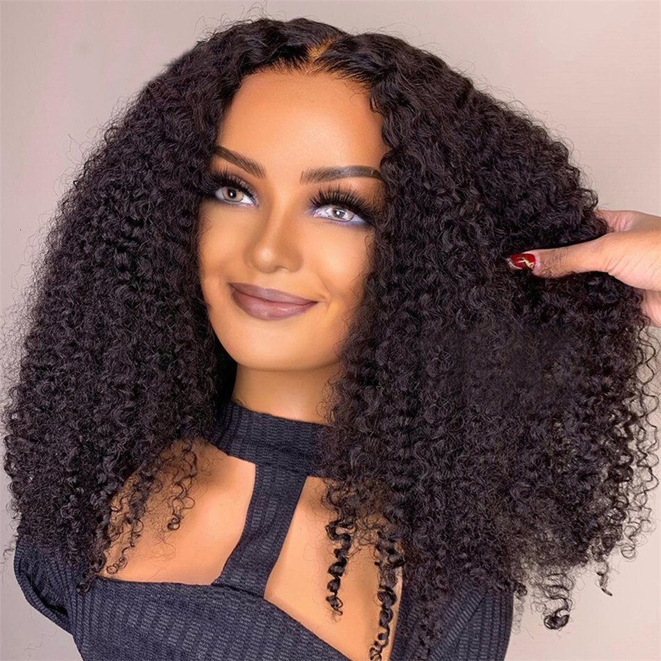 10A 100% Human Hair Ready To Wear Bleached Knots 6X4 Pre Cut HD Transparent Glueless Lace Wigs Kinky Curly