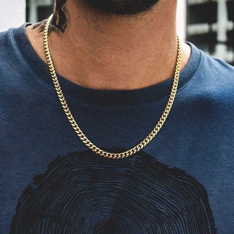 Hip Hop Cuban Link Width 3/5/7/9MM Stainl Steel Chains Necklace for Men Basic Simple Rpers Choker on Neck Fashion JewelryXJ241227