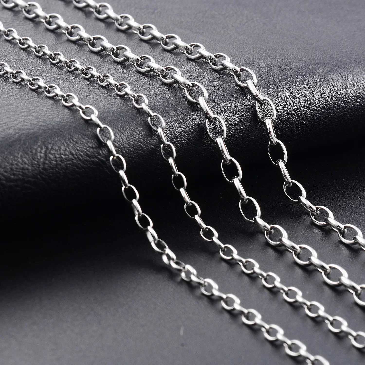 Yadreva Men Women Stainl Steel Rolo Necklace Oval O Chain Silver Color Cuban Link DIY Jewelry AccoriesXJ241227