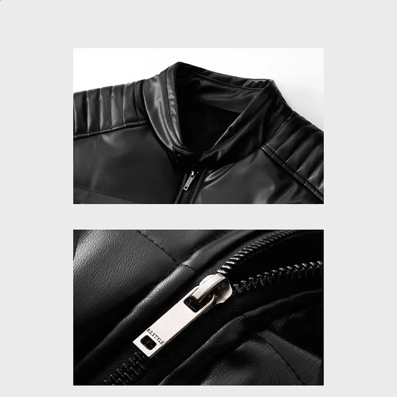 MaiDangDi White Mens Leather Jacket Fashionable PU Men Stand Up Collar Warm Short Velvet Lining Clothing 241227