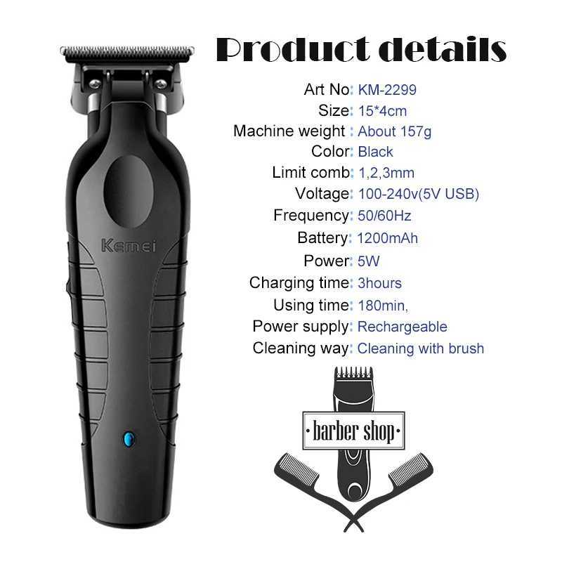 KM-2299 Hair Clipper Chemical Professional Electric USB Rechargeable Barber Trimmer Cordless Trimmer Type-c Zero Gapped Cutting W241227