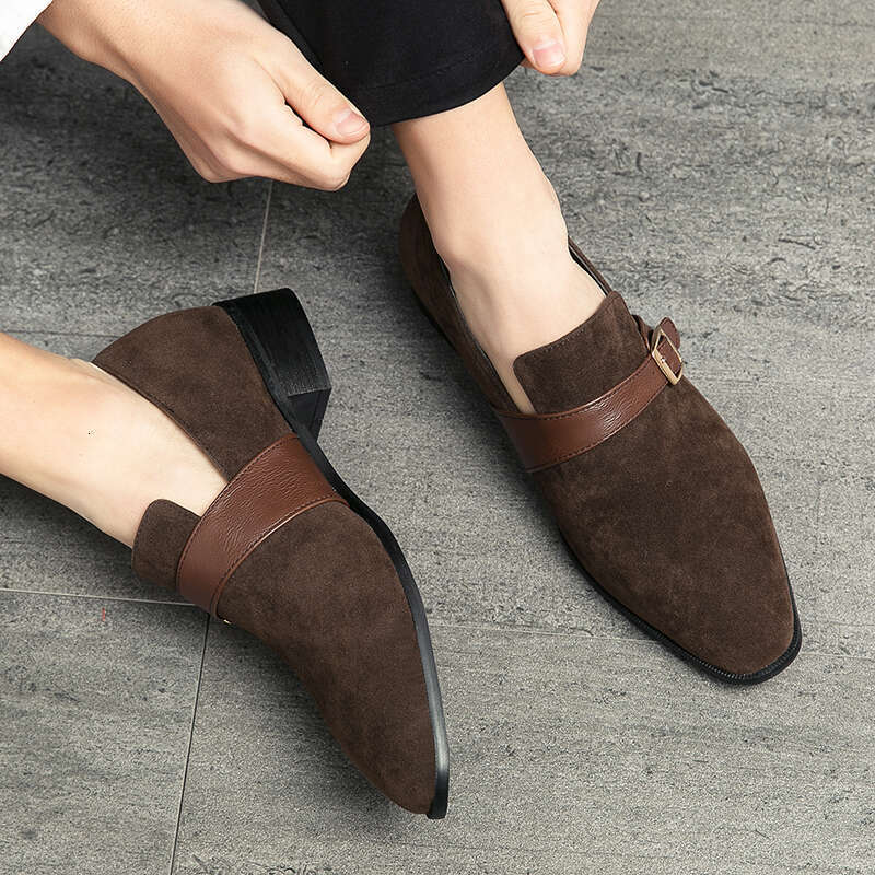 Suede Leather Designer Fashion Men's Buckle Dress Male Flats Wedding Driving Party Loafers Casual Office Shoes for Men Footwear