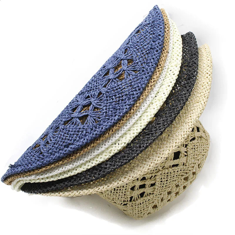 Western Cowboy Hat for Women Men Paper Straw Wide Brim Beach Cap UV Protection Cowgirl Fedoras Mens Hats Sombrero Hombre 241227