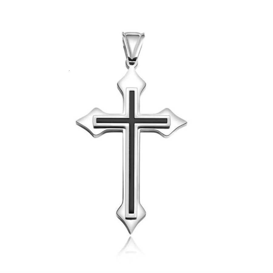 Rock Wolf Tide Classic Cross Pendant Necklace With Stainless Steel Neck Bling Gemstone Rapper Hip Hop Jewelry Collar Wholesale Bijoux