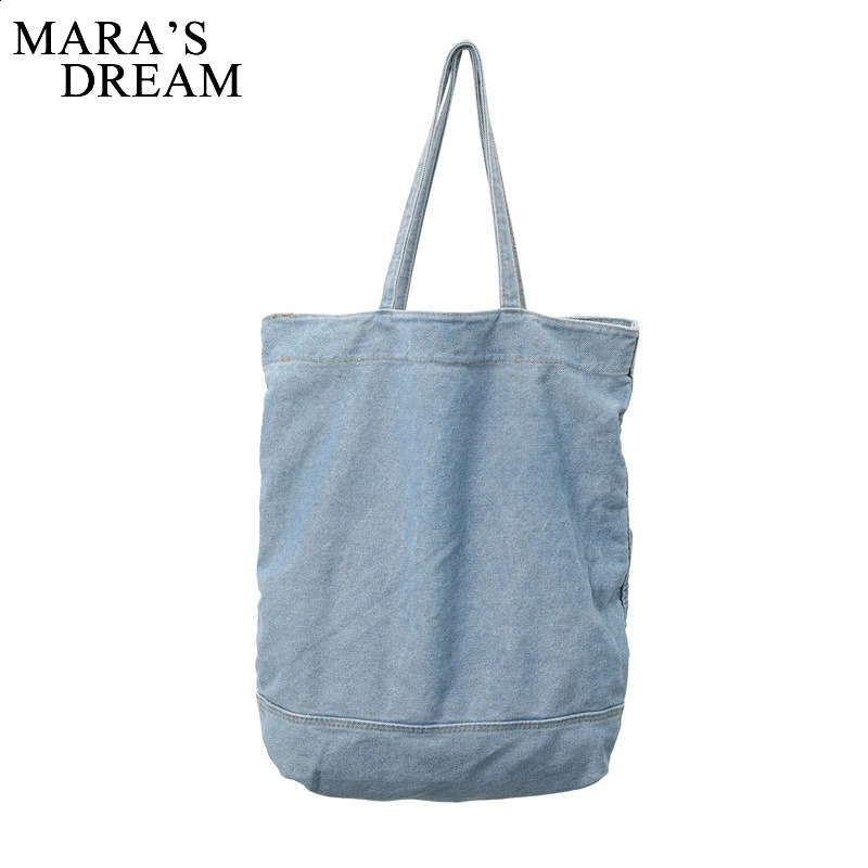 Maras Dream Denim Shoulder Bag Large Capacity Hand For Woman Supermarket Shopping Travel Casual Women Handbag 241225