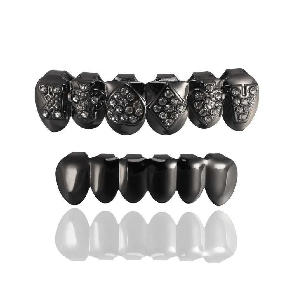 Hip Hop CZ Teeth Grillz Set Top Bottom Mouth Gold Silver Color Teeth Grills Teeth Cs Removable Dental Fashion Jewelry W241227