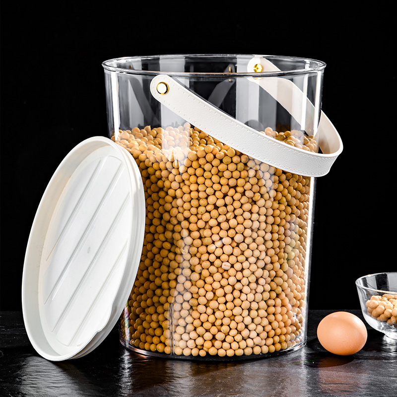 Clear PET Round Grain Container Spacious Design with Secure Lid