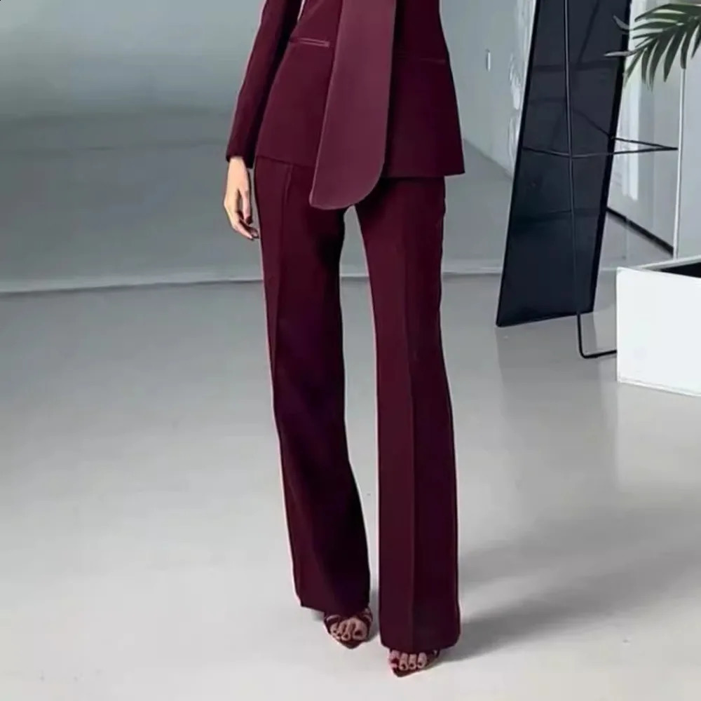 TWOTWINSTYLE Solid Two Piece Sets for Women Lapel Long Sleeve Tunic Coat High Waist Pant Slimming Sets Female Fashion 241224