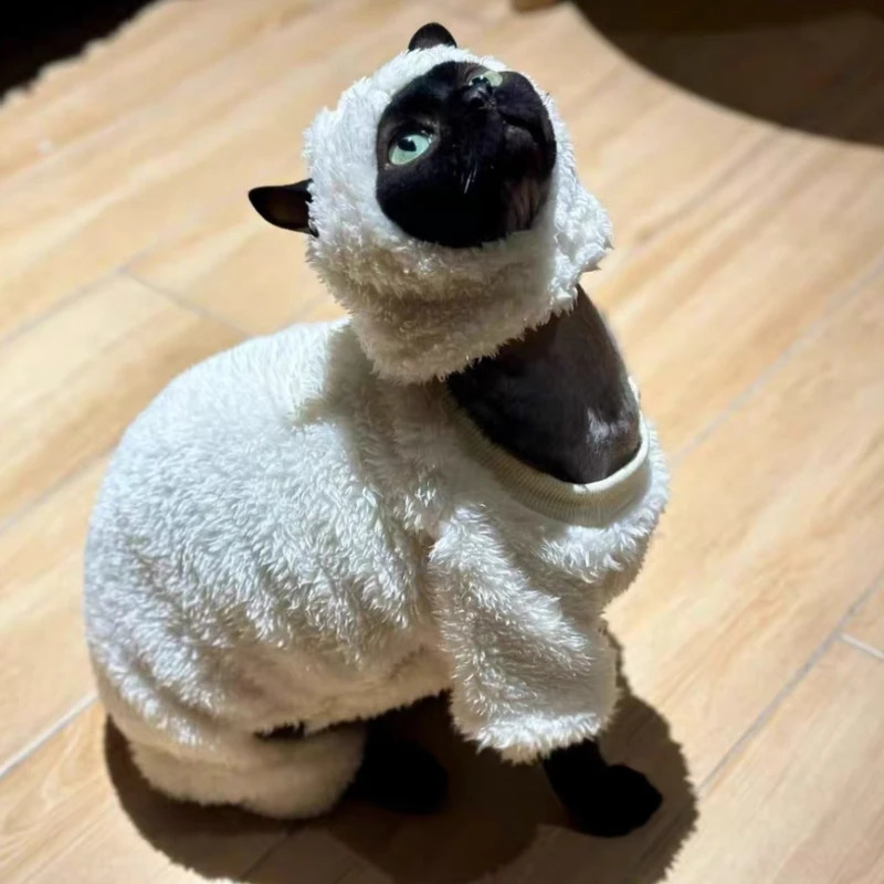 Sheep Cosplay Cat Clothing Fantasia Divertidly Cat Outfit Hoodies Pet Costume Chat Fancy Dress Sweater Pets Disguise Accessories 241225