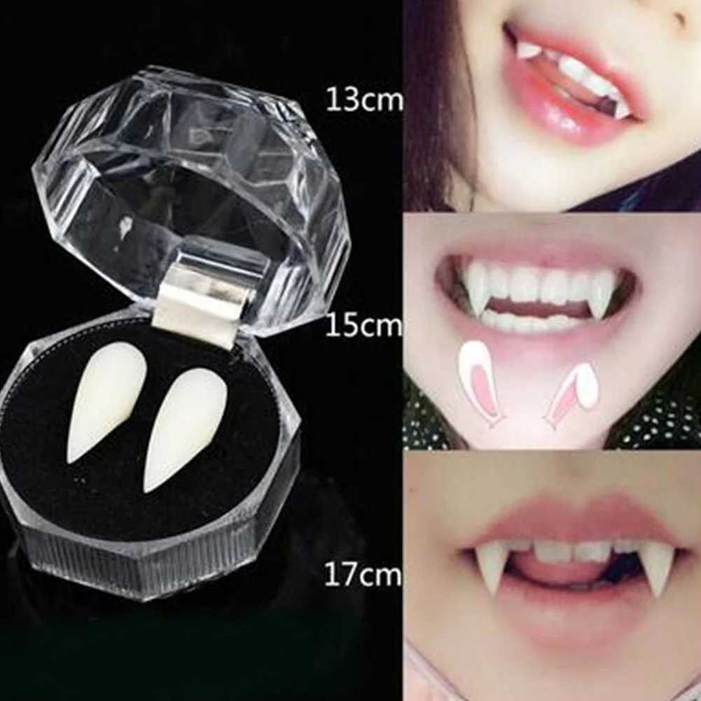 1 Pair Halloween Vampire Teeth Fangs Dentures Prop Party Costume DIY Cosplay Props Decor False Teeth Adult Kids Resin Fangs 2023 W241227