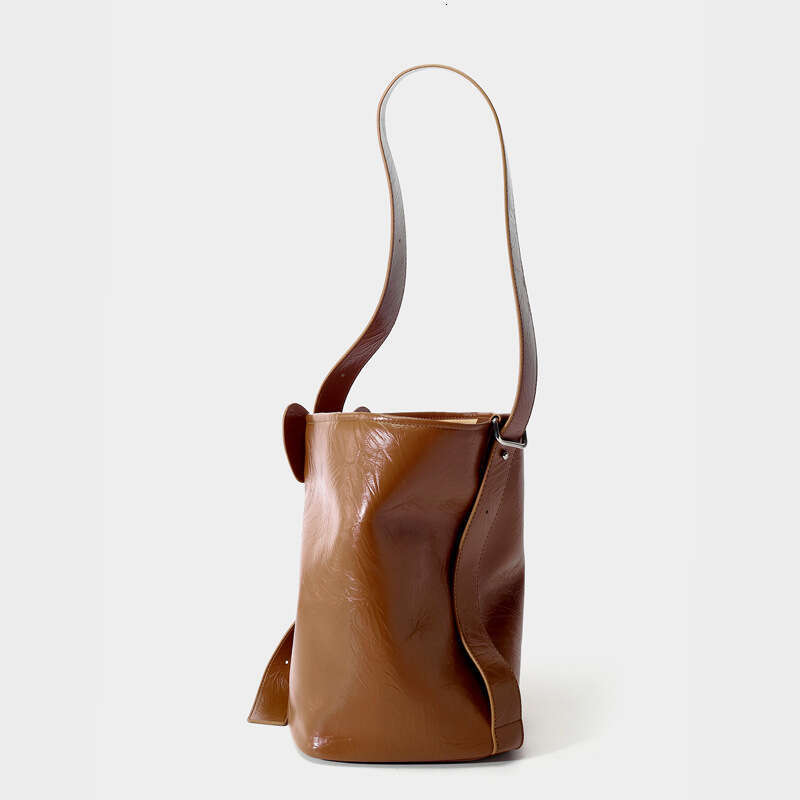 Niche Handheld Pattern Soft Leather Bucket Bag 2023 Winter New High end Lazy Style Single Cross Shoulder Stray Girl