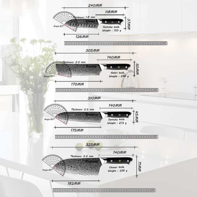 Damascus Chef Knife Japan Damascus Steel Japan Kiritsuke Boning Kitchen Knife But Cooking Tool Gift Box Y241227