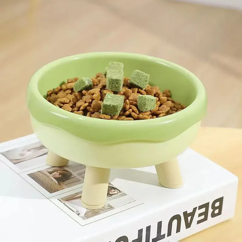 162062 Cat Bowl Silicone Fall-resistant Pet Cat Feeding Water Bowl For Dogs Feeder Supplies Wet and Dry Separation Food Container