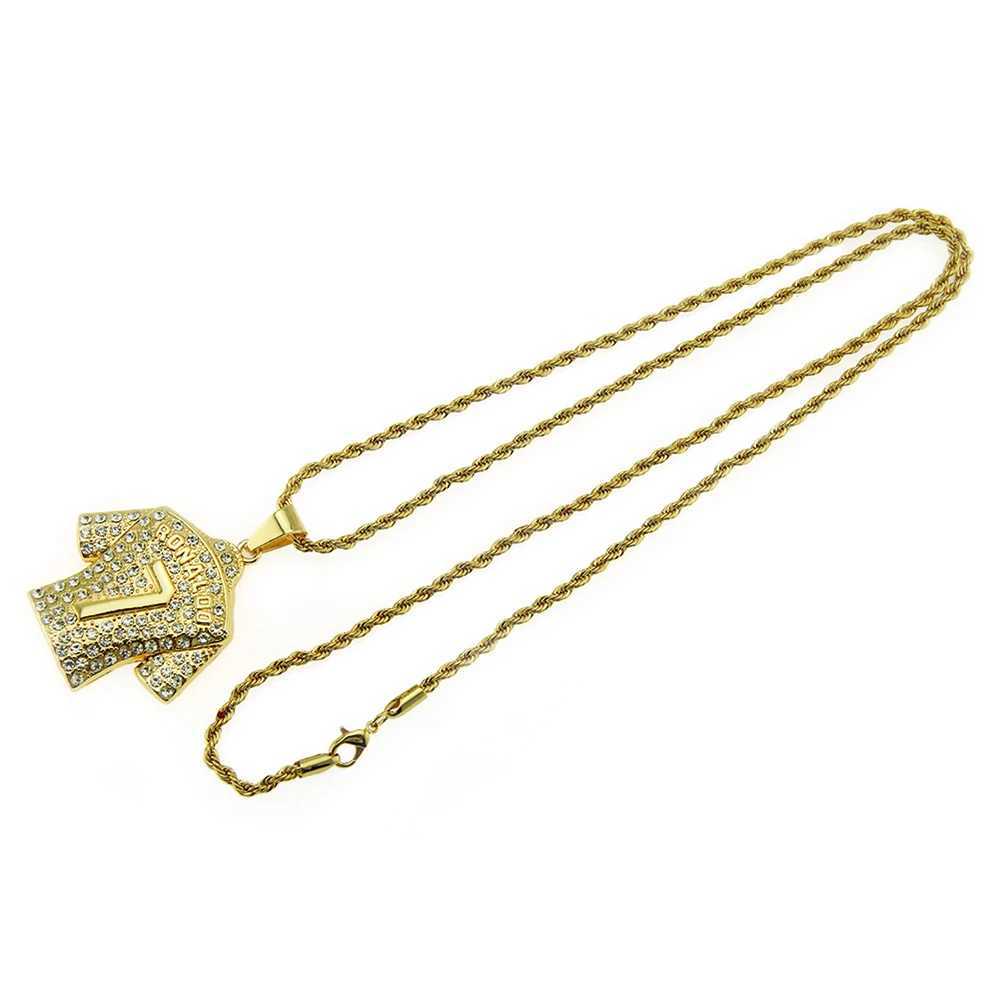 Hip Hop Mens Necklace Football 7 Pendant With Stainl Steel Chain and d Out Bling Rhinestones Necklace Sports Jewelry GiftXJ241227