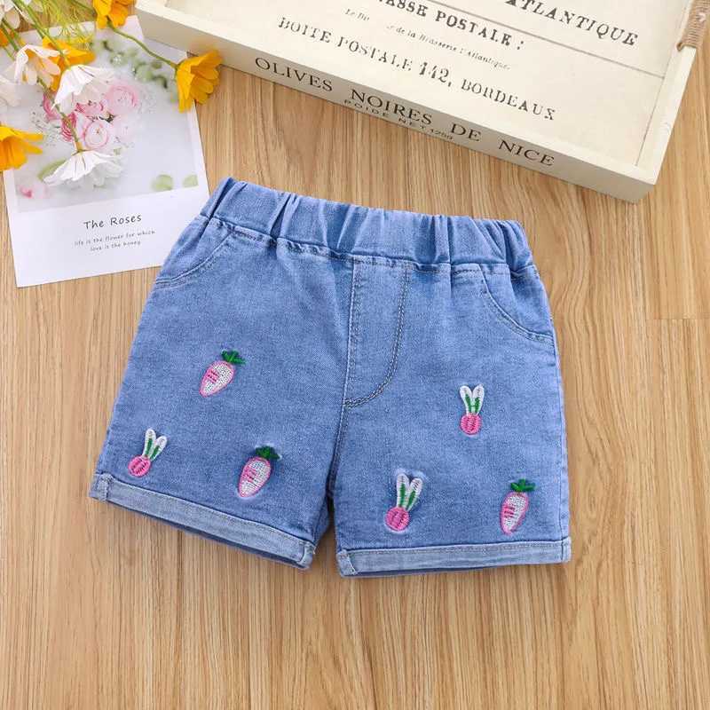 toddler shorts Girls denim shorts Girls Embroidered Jeans Shorts Summer 1-5 Childrens Korean Thin Shorts W241227