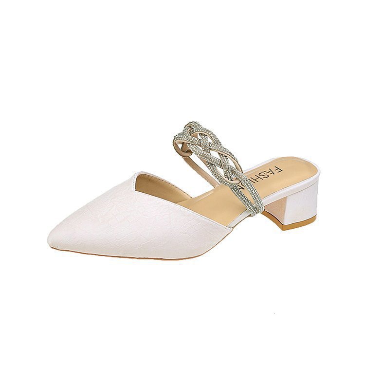 Drag Ddmywed Semi Summer New Korean Version Diamond Fried Dough Twists Chain Thick Sandals High Heel Slippers Women Chinese Brand Shoes F Ddmysaturn