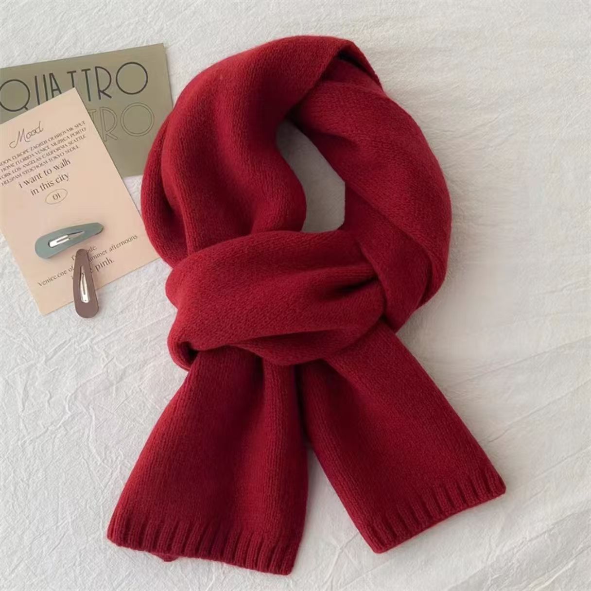 T0041 new solid color scarf for women and men in winter, universal couple shawl, dual-purpose, warm, long, thickened, Japanese and Korean version