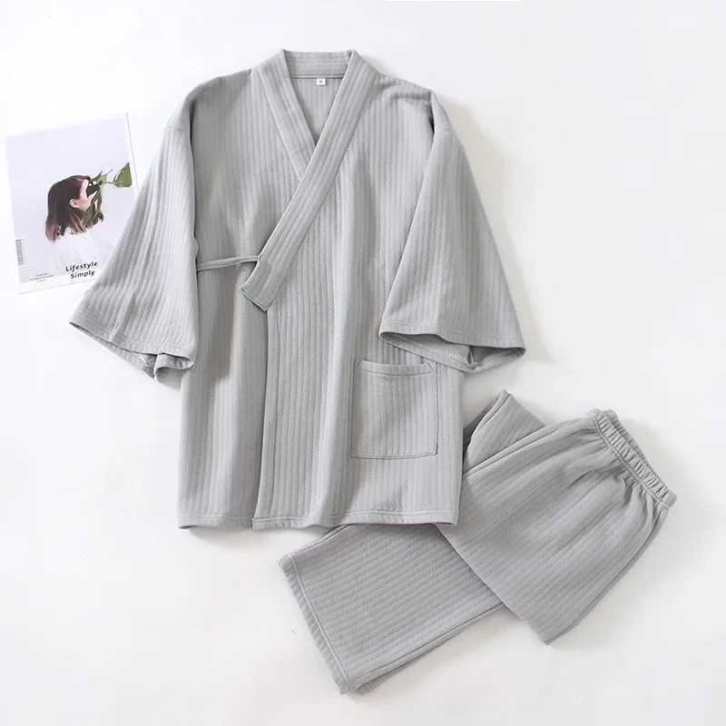 Pajama Pants Set Mens Clothing Kimono Homewear Autumn Winter Thick Japanese Comfortable Casual Fashion Breathable Stylish LooseXJ241227