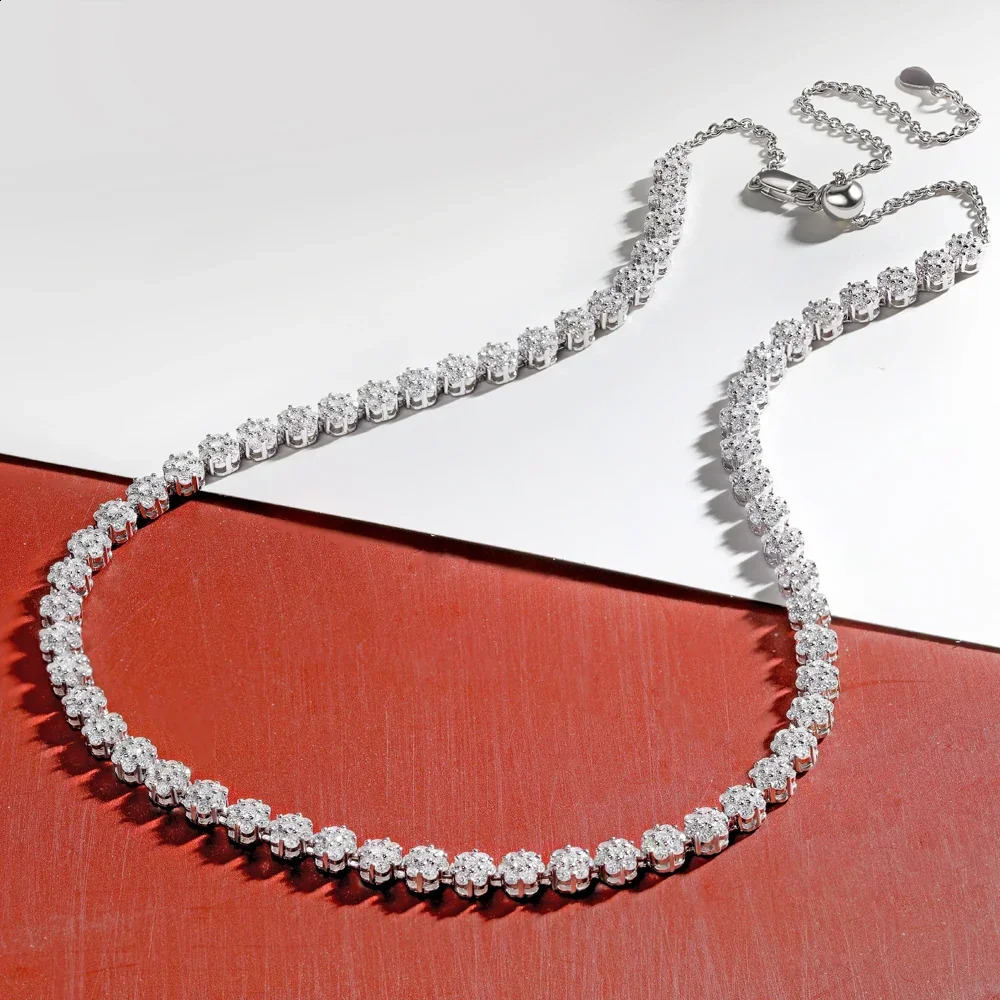 Flower Shape All Diamond Tennis NecklacesBracelets with Gra Certificate 925 Sterling Silver Fine Jewelry for Women 241226