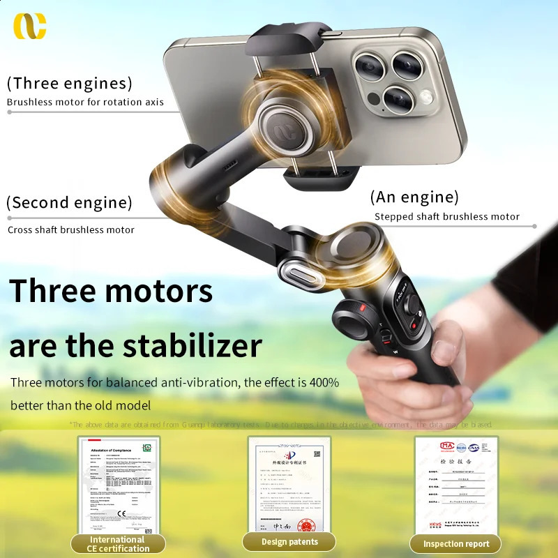 AOCHUAN Smart XE 3Axis Handheld Gimbal Stabilizer for Smartphone Android Face Tracking Tiktok Vlog Live Streaming 241220