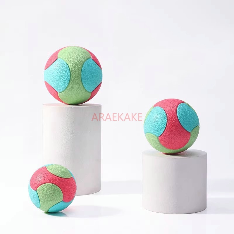 Dog toy, chew resistant elastic ball, bite free, relieve boredom training, color blocked rubber ball, pet toy