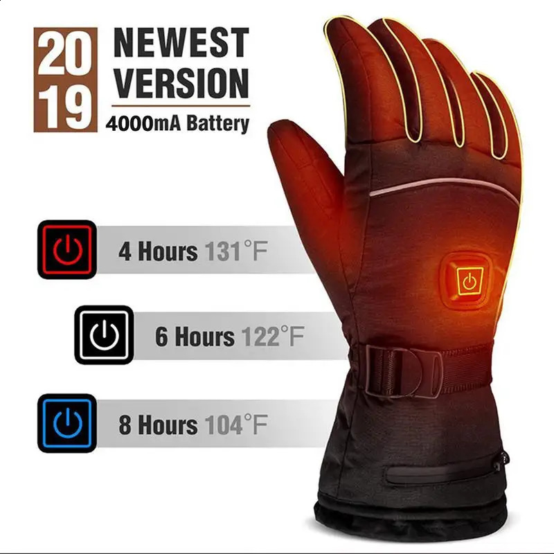 Winter USB Electric Motorcycle Gloves With Rechargeable Battery Men Women Waterproof Heated Thermal For Cycling Gear M/L/XL 241227