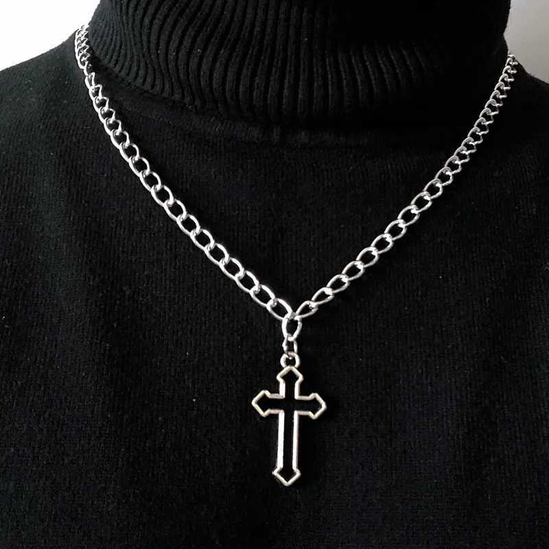 Goth Streetwear Necklaces Grunge Cross Pendants Women Men Neck Chain Indie Jewelry On The Neck 2021 E Girl Choker Aesthetic KpopXJ241227
