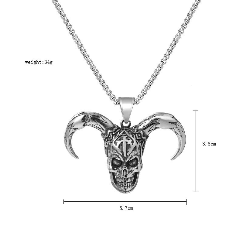 Wolf Tide Jewelry Titanium Steel Men's Hip Hop Necklace Stainless Clown's Head Horn Skull Pendant Personality Accessories Bijoux Collar Whol