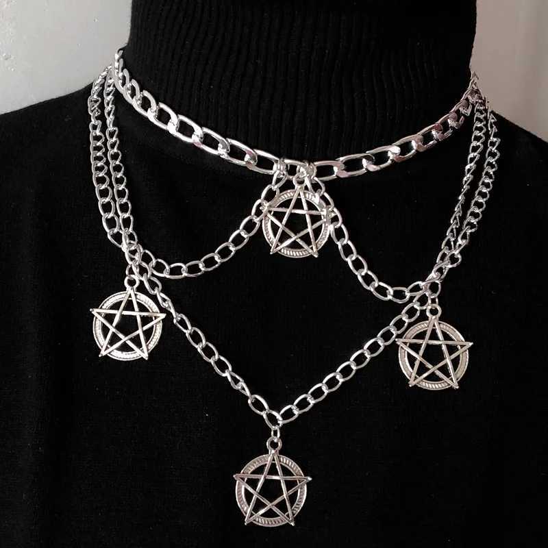Goth Streetwear Necklaces Grunge Cross Pendants Women Men Neck Chain Indie Jewelry On The Neck 2021 E Girl Choker Aesthetic KpopXJ241227