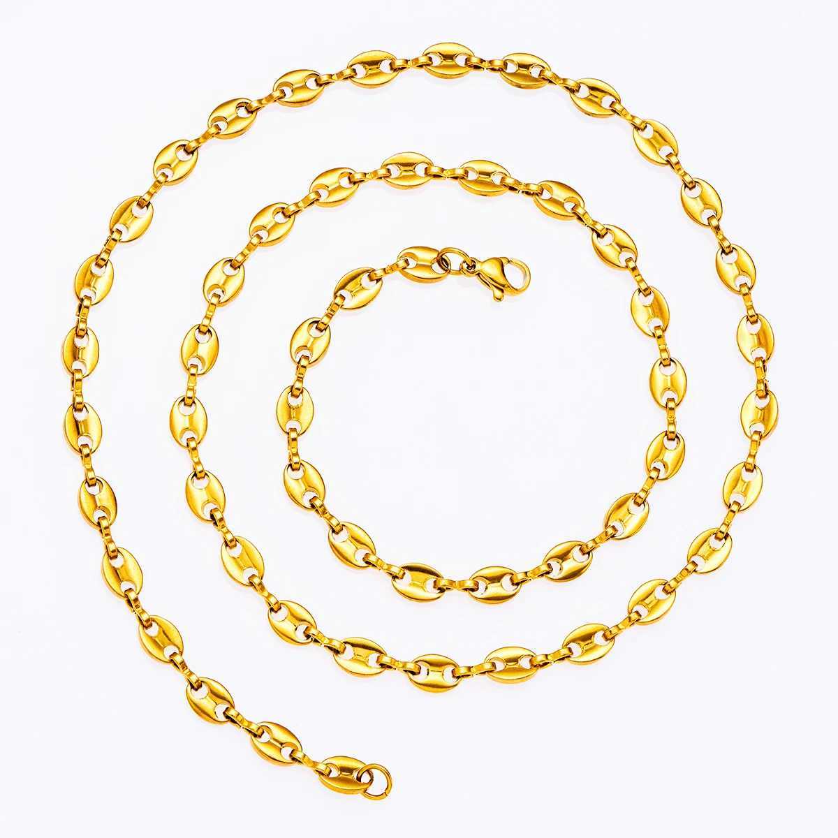 Stainl Steel Coffee Bean Link Chain Long Necklace for Men Women Choker on the Neck Handmade Jewelry Making Accories DIYXJ241227