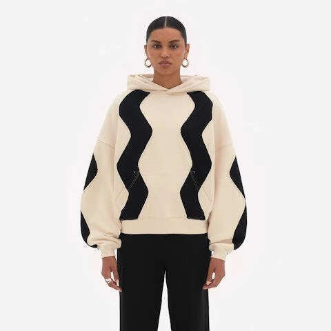 Autumn and winter new hoodie collar contrasting color loose Y2K street unisex long sleeved top