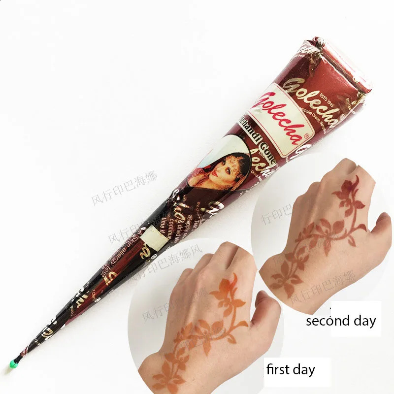 GOLECHA Black Brown Red White Henna Cones Indian Henna Tattoo Paste For Temporary Tattoo Body Art Sticker Mehndi Body Paint 241224