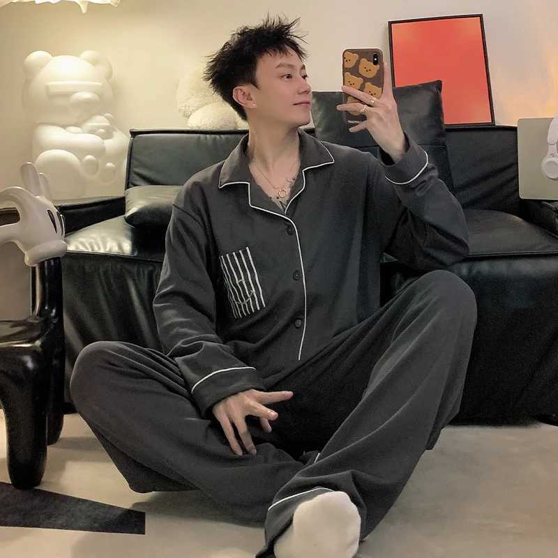 New Pajamas Suit Men Spring Autumn Long-sleeved Large-size Loungewear Male Winter Mens Plaid Loose Sleepwear Set Gents PyjamaXJ241227