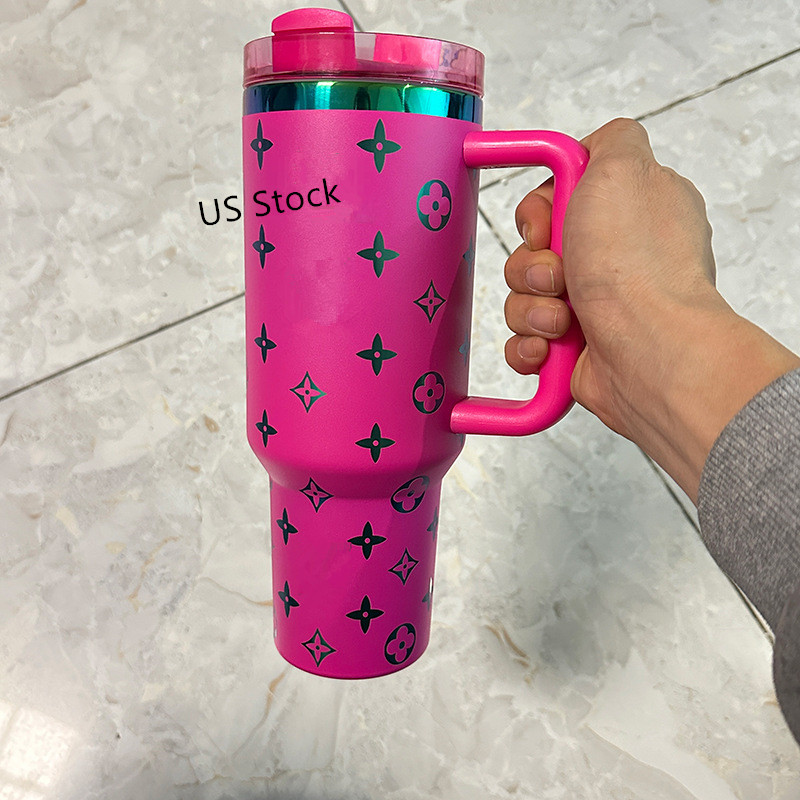 US Stock Designer 40oz Cup Tumbler With Handle Straw 304 Stainless Steel Car Cups With Lid Box Pre Sale For Christmas Gift Box 0111