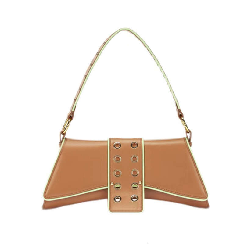 2025 New Bag Niche Dark Heavy Industry Porous Contrasting Color Patent Leather Armpit Single shoulder Crossbody Bag