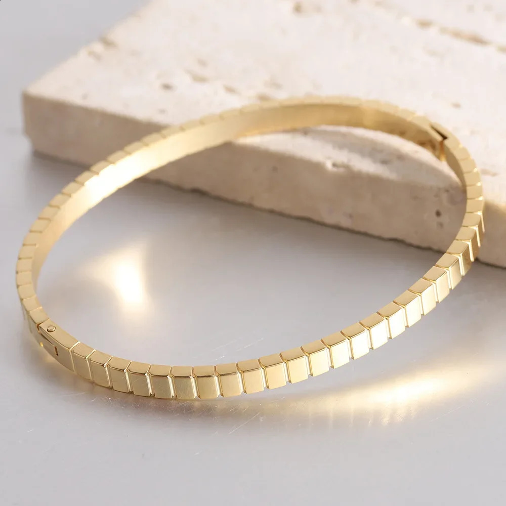 Fashion Jewelry 4MM Square Round Personalized Simple Stainless Steel Steel 304 Bracelet 241227