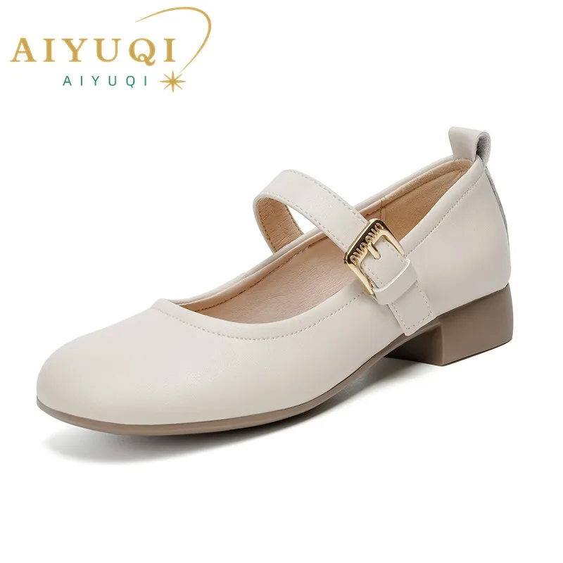 AIYUQI Women's Mary Jane Shoes Spring Genuine Leather Girls Shoes Anti Slip Fashion Women's Shoes