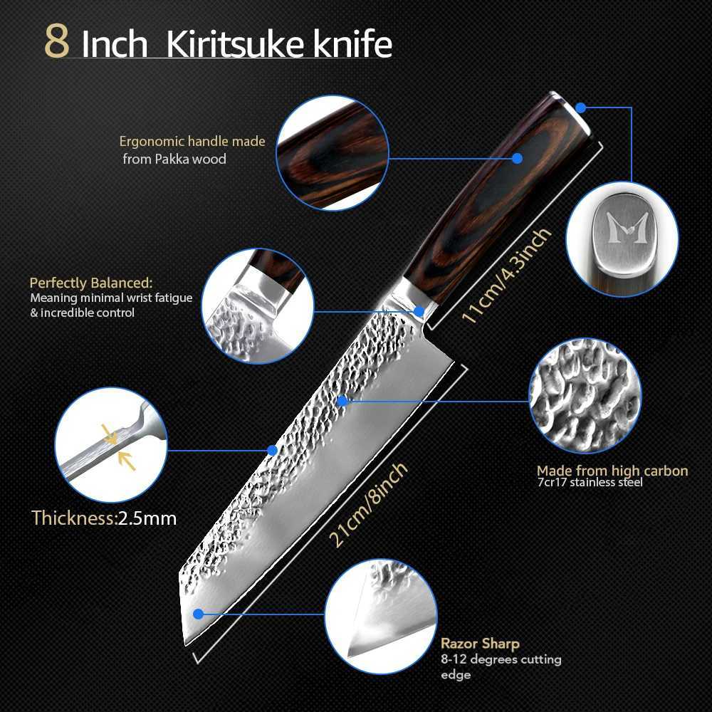 Kitchen Chef Knife Set 7-inch High Carbon Stainless Steel 7CR17 440c Meat and Fish Practical Kitchen Knife Y241227