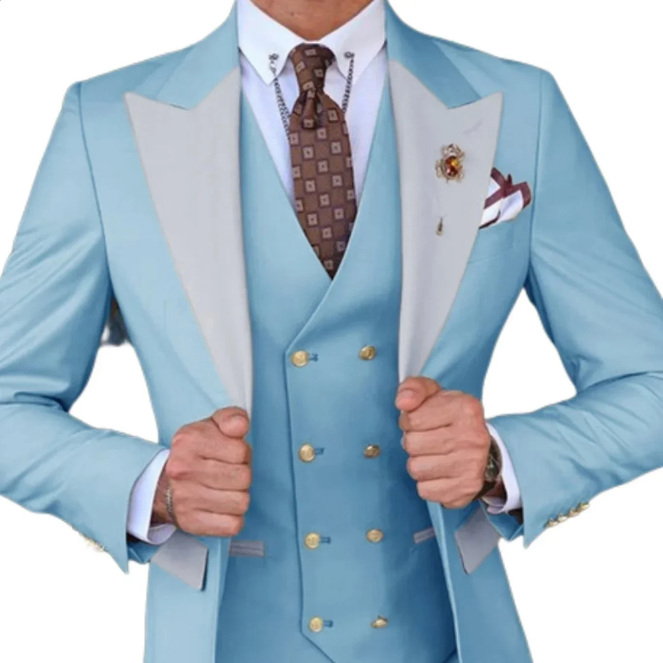 Teal Green Suit for Menformal Jacket with Peak Lapel CelebritiesElegant Man Suit3 Pieces Blazer Vest and Pants Set 241227