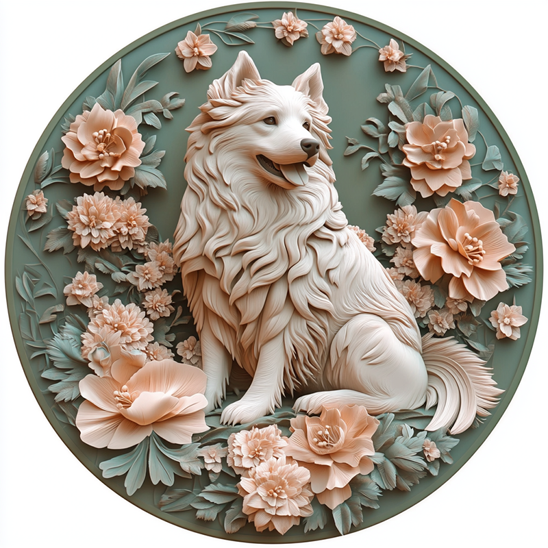 Customizable Shepherd Dog Pet Ornaments - Circular Aluminum Paintings for Cats and Dogs, Perfect Pet Souvenir Tombstones