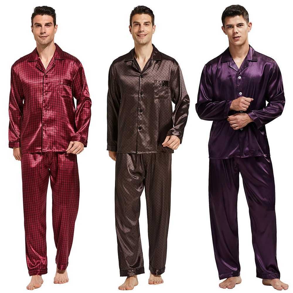 Tony Candice Mens Satin Silk Pajama Set Men Pajamas Silk Sleepwear Men Sexy Modern Style Soft Cozy Satin Nightgown Men SummerXJ241227