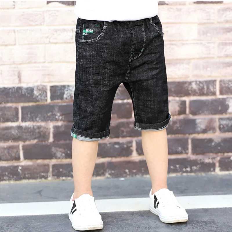 Teenager Kids Boys Denim Shorts 4Y-16Y Summer Letter Printed Children Boys Casual Pants Soft Cotton Jeans Short Straight Pants W241227